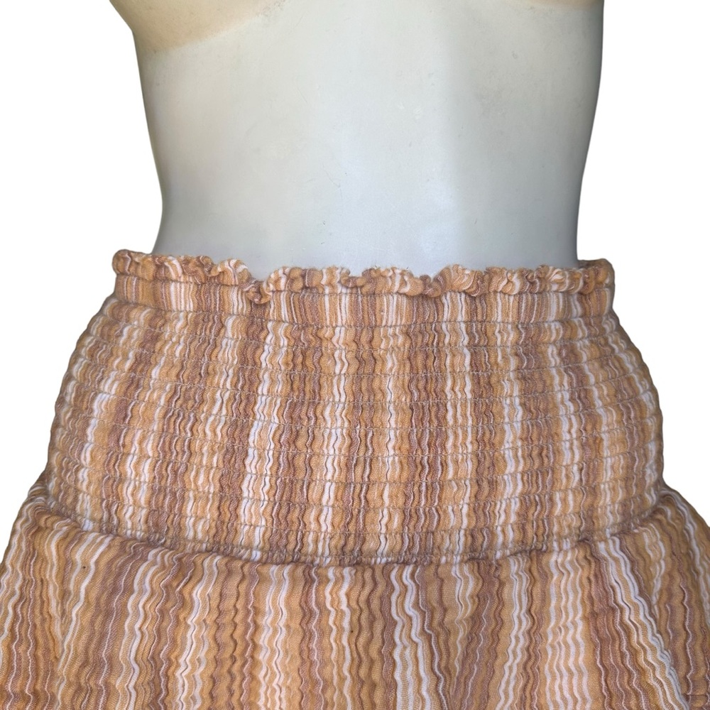 Aerie Muslin Cotton Tan & Brown Neutral Tiered Fringe Mini Skirt Size Large - Picture 3 of 13